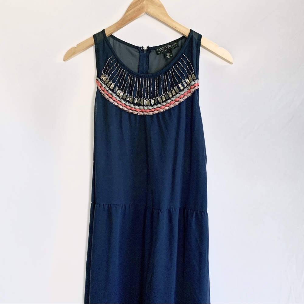 Forever 21 Plus Beaded Navy Maxi Dress 2x